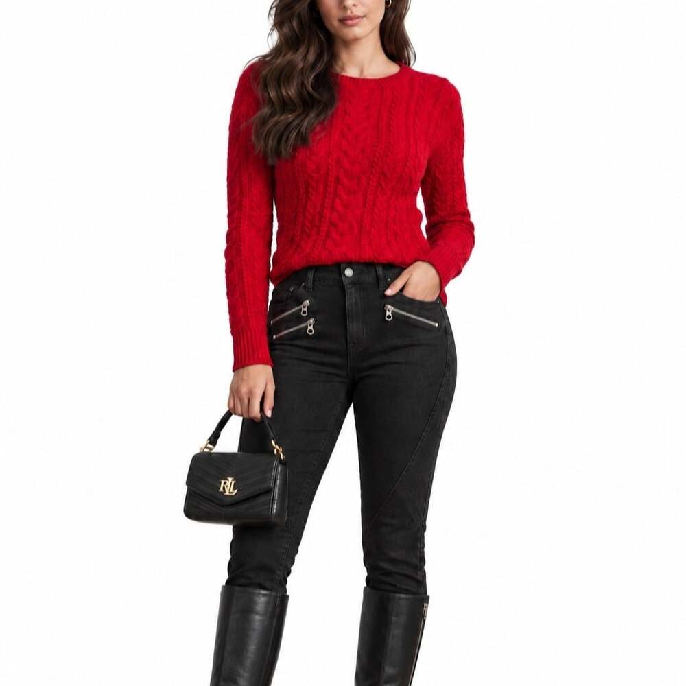 Polo Ralph Lauren Women's Tompkins Black Skinny Moto Zip Jeans (Size 30)